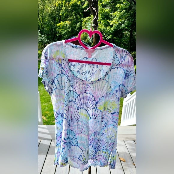 Lilly Pulitzer Irana Top - In "Oh Shello" Serene Blue Print - Picture 2 of 8